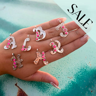 RTS ★ Ride Or Die Initial Necklace ★ Faux Pink Opal