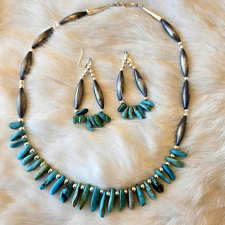 RTS ★ Turquoise Drops Beaded Earring + Necklace Set
