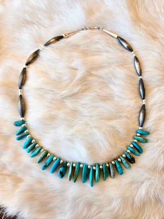 RTS ★ Turquoise Drops Beaded Earring + Necklace Set