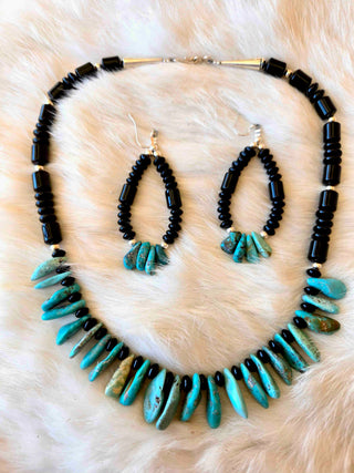 RTS ★ Onyx Splash Beaded Earring + Necklace Set