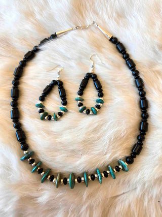 RTS ★ Onyx Luxe Beaded Earring + Necklace Set