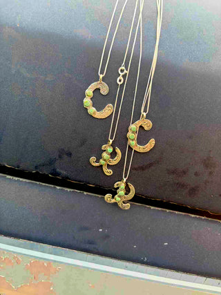 RTS ★ Ride Or Die Initial Necklace ★ Green Turquoise
