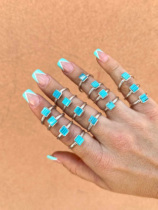 RTS ★ Square Lined Up Blue Ring