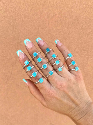 RTS ★ Square Lined Up Blue Ring