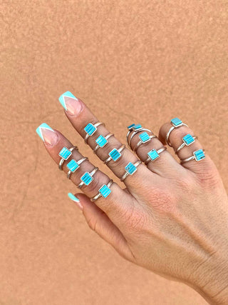 RTS ★ Square Lined Up Blue Ring