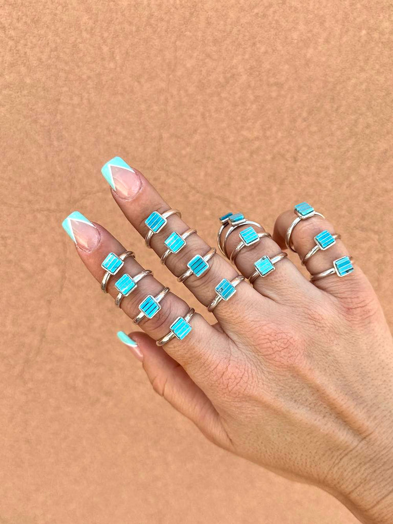 RTS ★ SQUARE LINED UP RING ★ BLUE