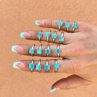 RTS ★ Square Lined Up Blue Ring