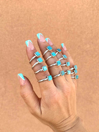 RTS ★ Square Lined Up Blue Ring