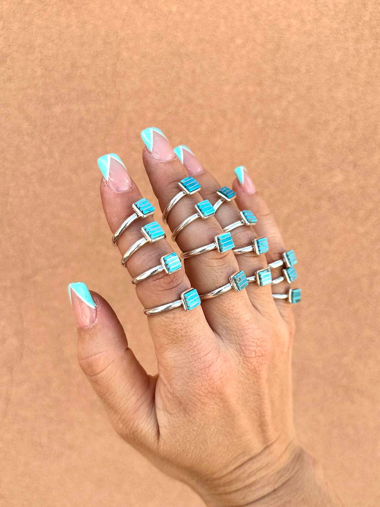 RTS ★ SQUARE LINED UP RING ★ BLUE