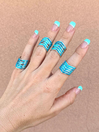 RTS ★ Turquoise Five Chevron Cuff Ring