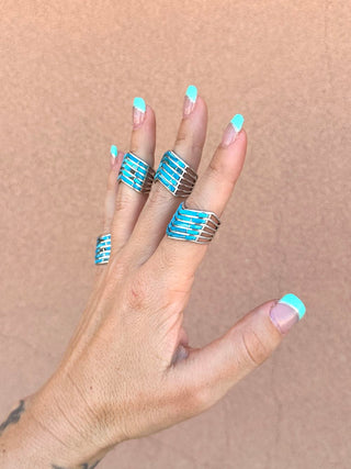 RTS ★ Turquoise Five Chevron Cuff Ring