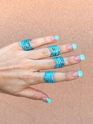 RTS ★ Turquoise Five Chevron Cuff Ring