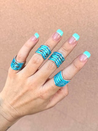 RTS ★ Turquoise Five Chevron Cuff Ring