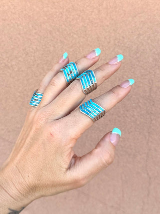 RTS ★ Turquoise Five Chevron Cuff Ring