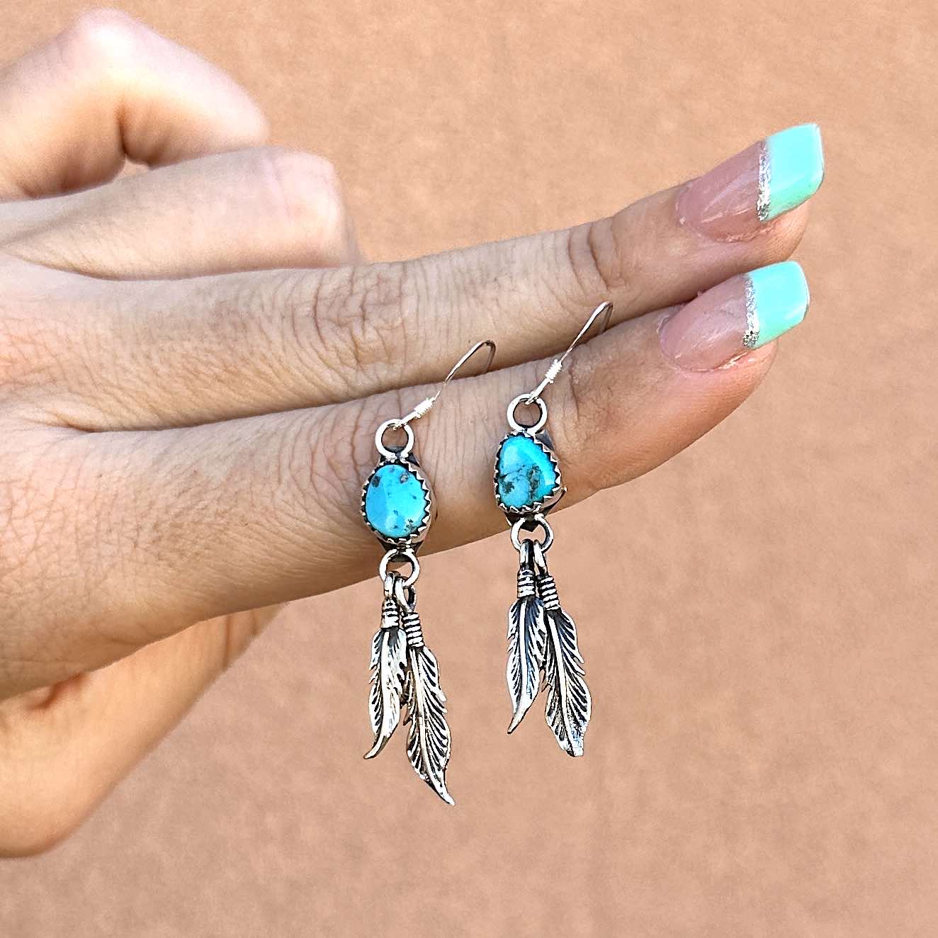 Handmade Navajo Sterling Silver Feather Earrings