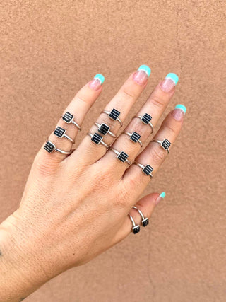 RTS ★ Square Lined Up Black Ring