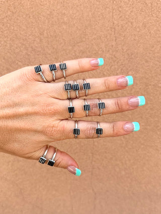 RTS ★ Square Lined Up Black Ring