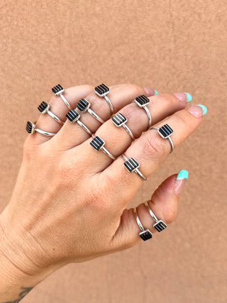 RTS ★ Square Lined Up Black Ring