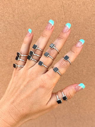 RTS ★ Square Lined Up Black Ring