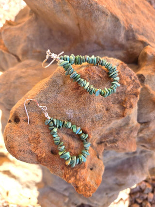 RTS ★ Turquoise Chip Teardrop Hoops