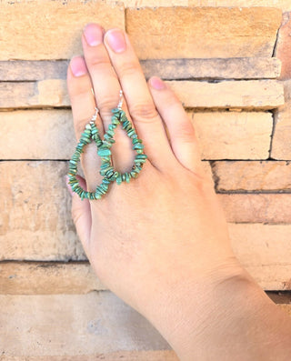 RTS ★ Turquoise Chip Teardrop Hoops