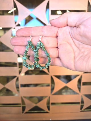 RTS ★ Turquoise Chip Teardrop Hoops