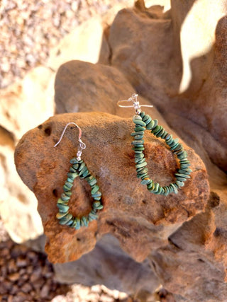 RTS ★ Turquoise Chip Teardrop Hoops