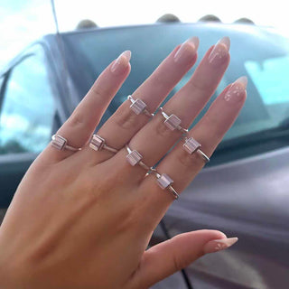 RTS ★ Square Lined Up Pink Shell Ring