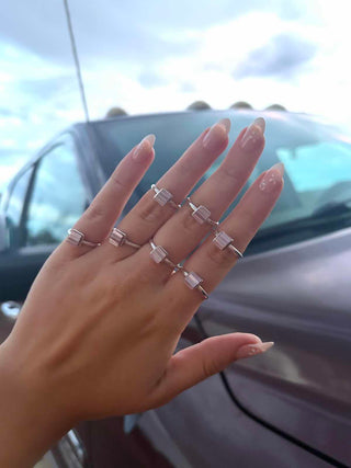 RTS ★ Square Lined Up Pink Shell Ring