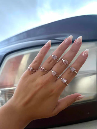 RTS ★ Square Lined Up Pink Shell Ring