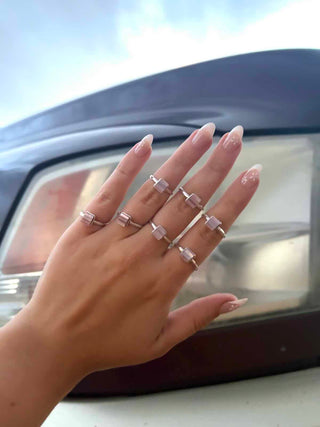 RTS ★ Square Lined Up Pink Shell Ring