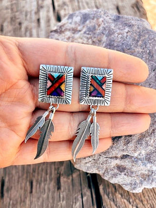 RTS ★ Rectangle Feather Earrings