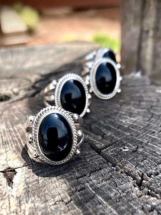 RTS ★ Black Onyx Peep Rings ★ Size 6