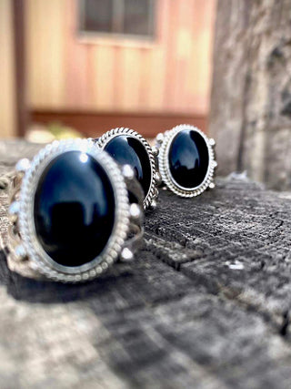 RTS ★ Black Onyx Peep Rings ★ Size 6