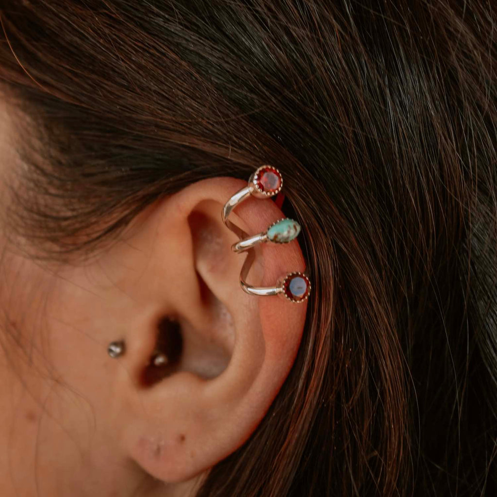 RTS ★ Garnet Triplet Ear Cuff – Turquoise Tuesday