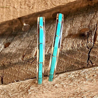 RTS ★ Green Turquoise Inlay Hoops