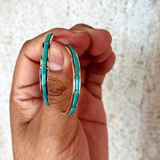 RTS ★ Green Turquoise Inlay Hoops