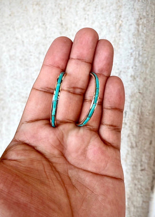 RTS ★ Green Turquoise Inlay Hoops