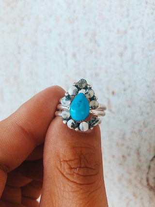 Lionheart White Buffalo Topaz Stacker Trinity - Teardrop