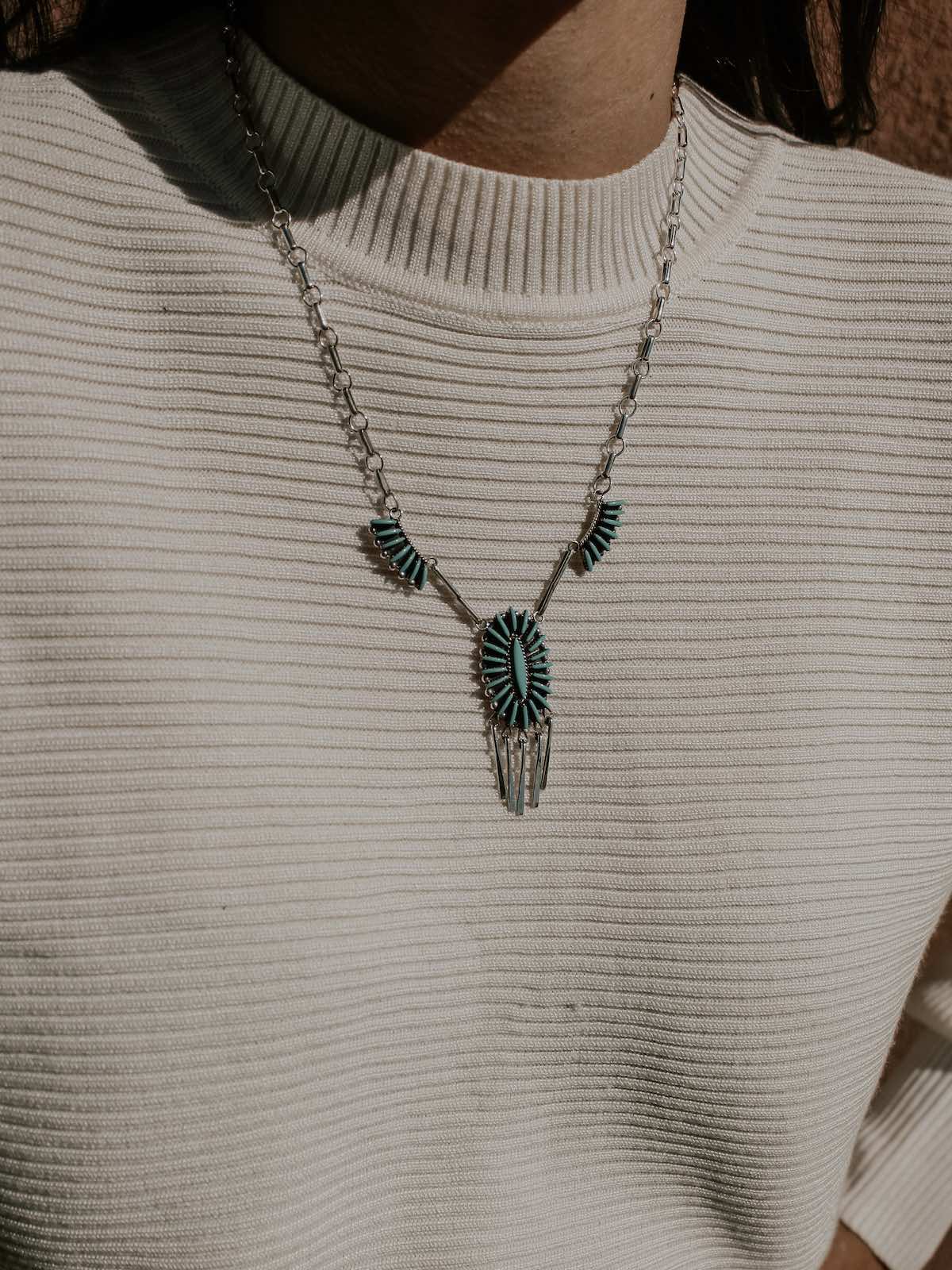 RTS ☆ Zuni Needlepoint Cluster Necklace – Turquoise Tuesday