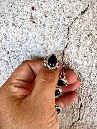 RTS ★ Black Onyx Peep Rings ★ Size 6