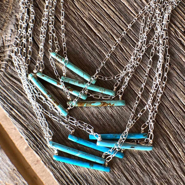 Real turquoise bar necklace on sale