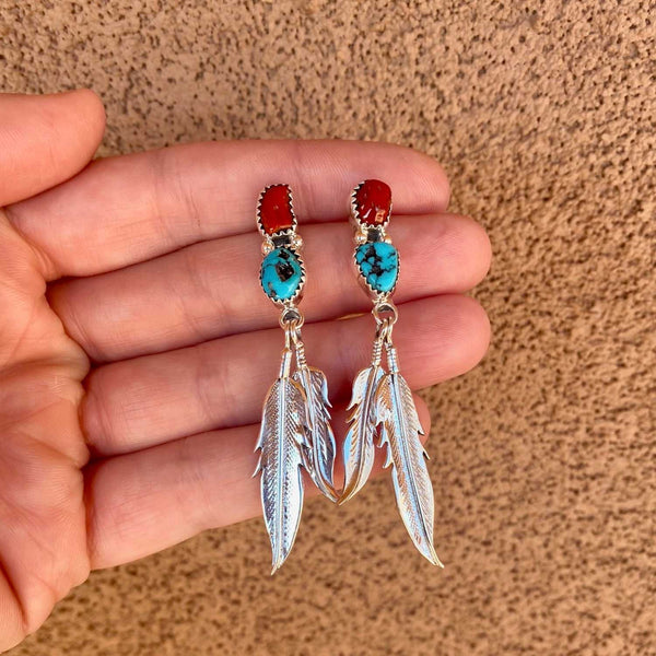 Panpoki Hyun Blue Feather Design Earrings S925 Sterling - Temu